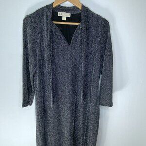 Michael Kors Black and Silver Midi Dress